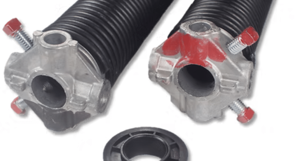 Garage door torsion springs with cones