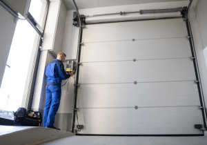 expert repairing a garage door